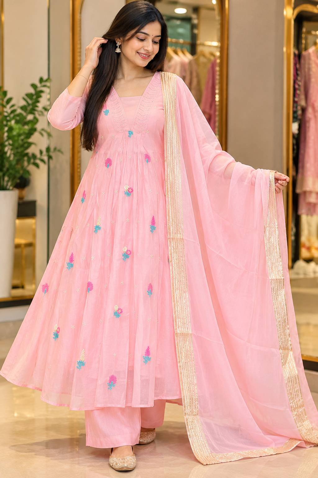 JORJET SILK ANARKALI DRESS