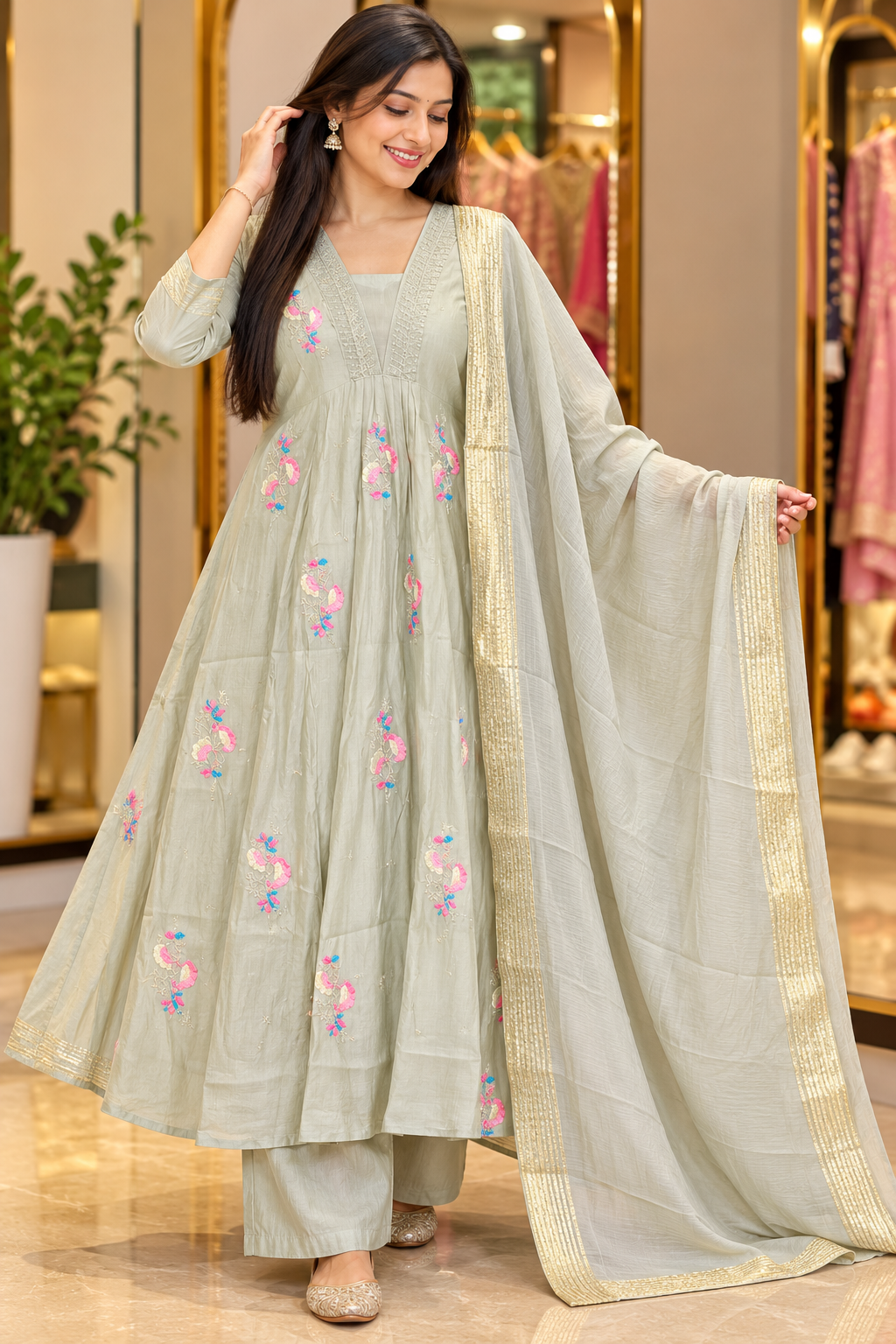 JORJET SILK ANARKALI  FULL DRESS